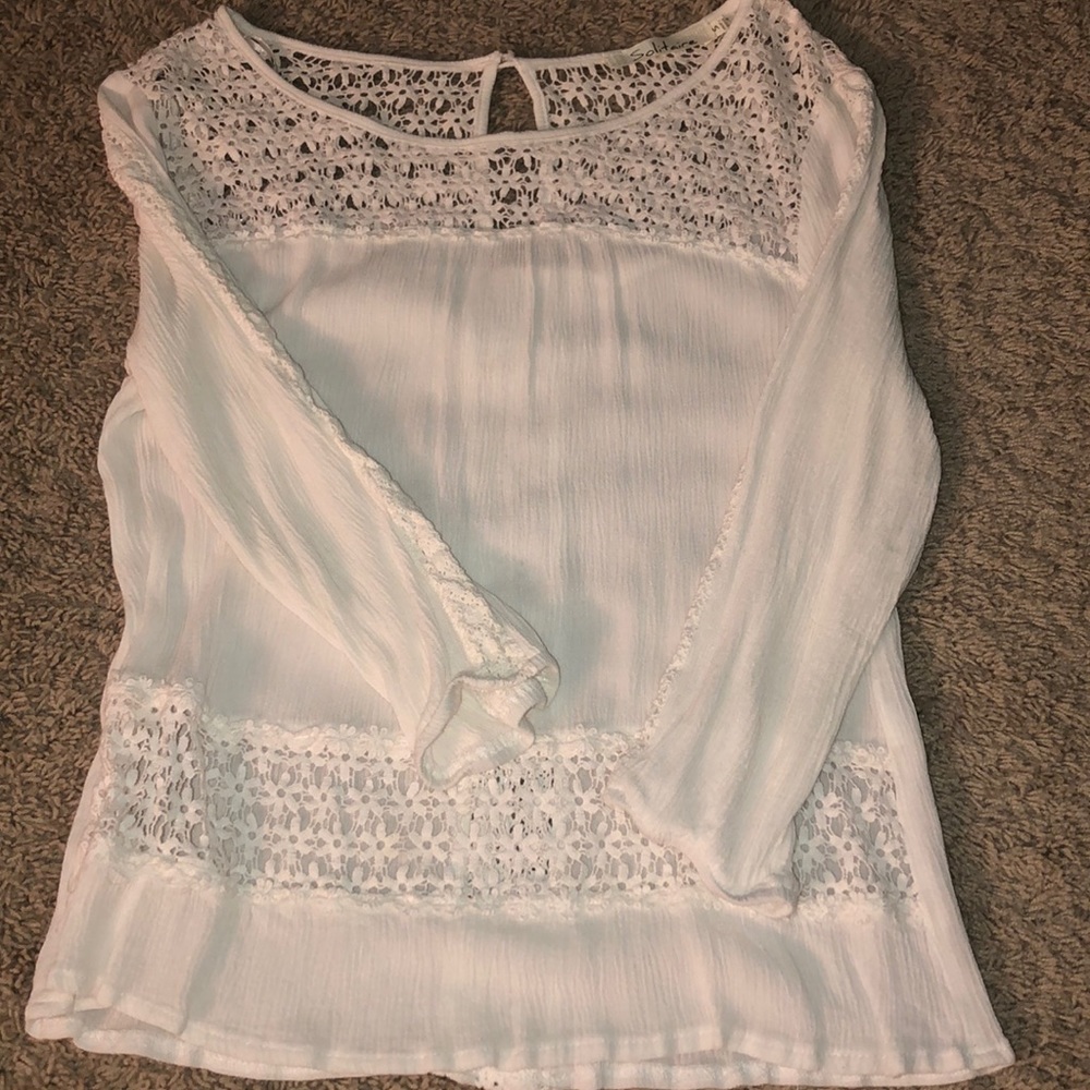 White floral lace shirt